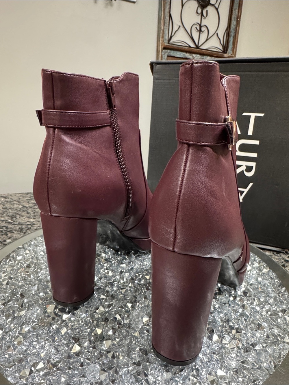 Naturalizer Braxton Burgundy Platform Ankle Boots NEW 11 - Picture 10 of 15